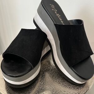 Matisse Black Platform Slide Sandals - Women's Fashion Slip-On